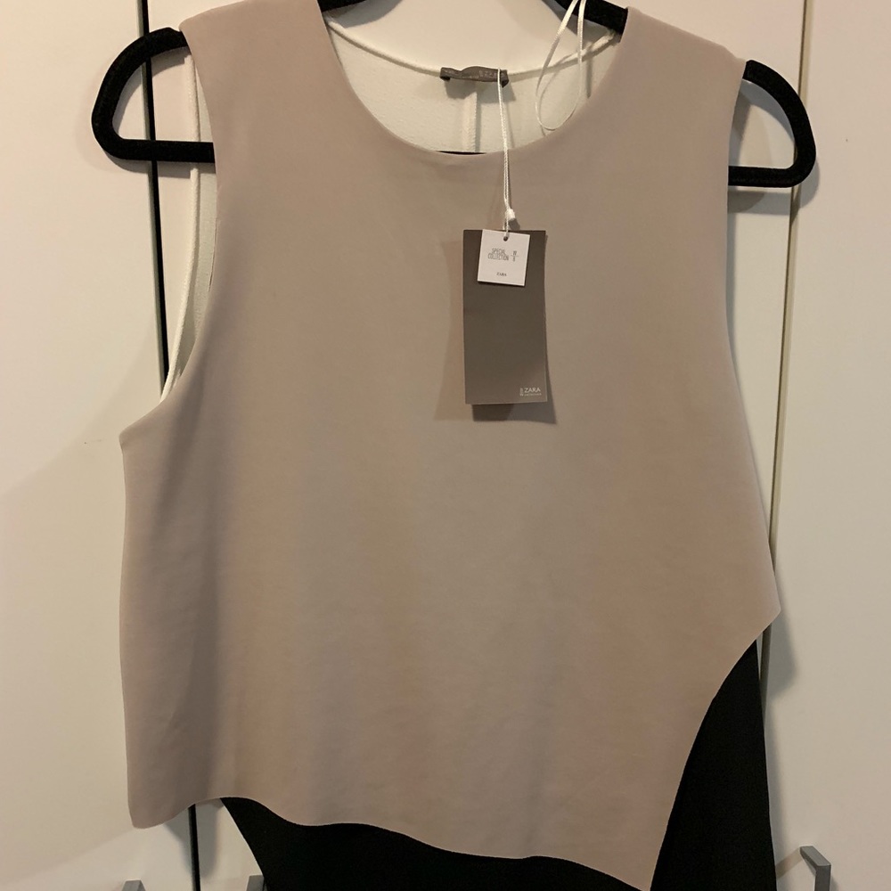 Zara Beige Asymmetrical Tank Top